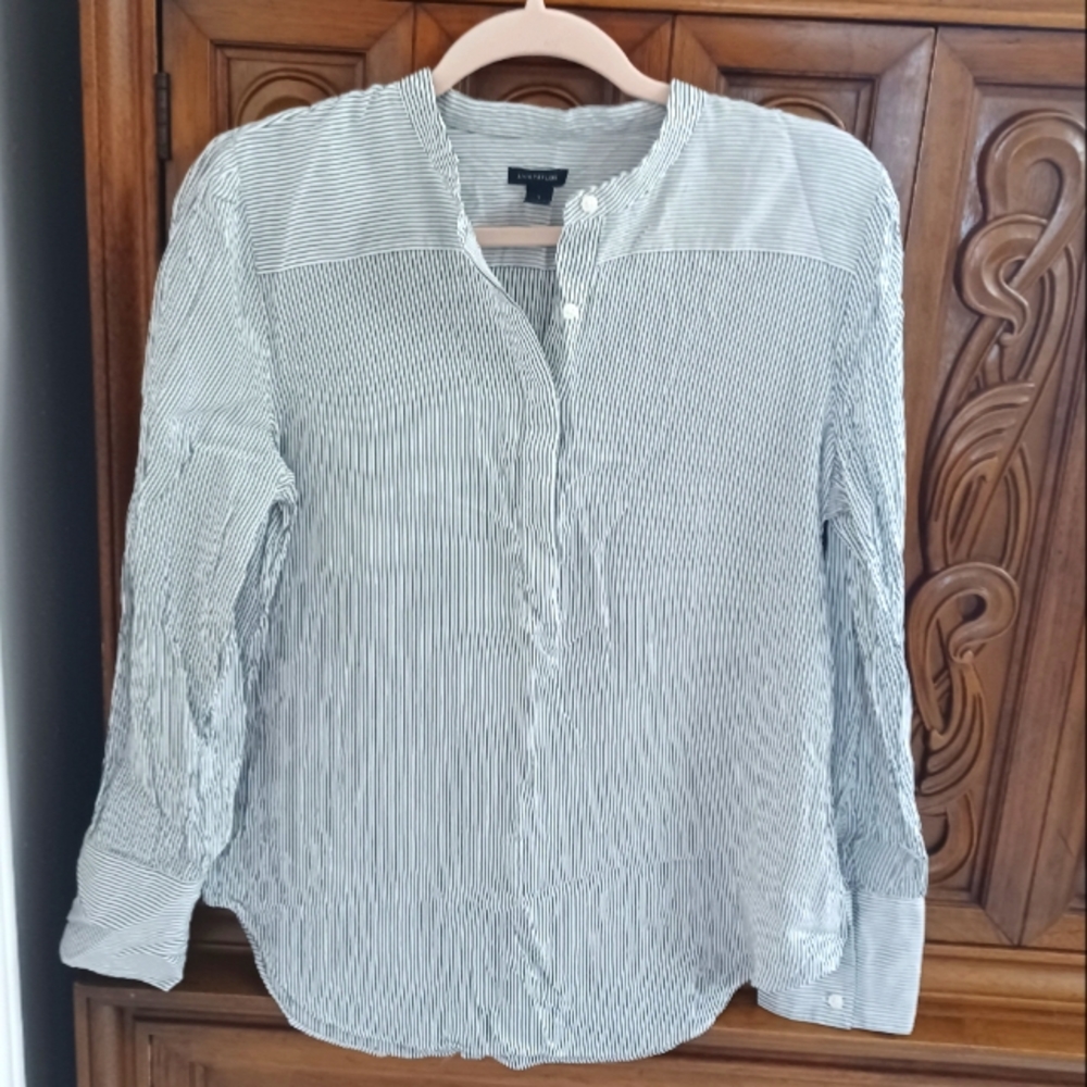 Ann Taylor Buttoned Striped Blouse